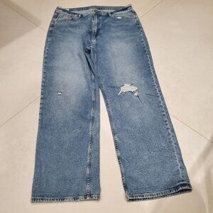 Women's Gap 90s Loose High Rise Cotton & Spandex Med. Wash Relaxed Jeans 33/16R